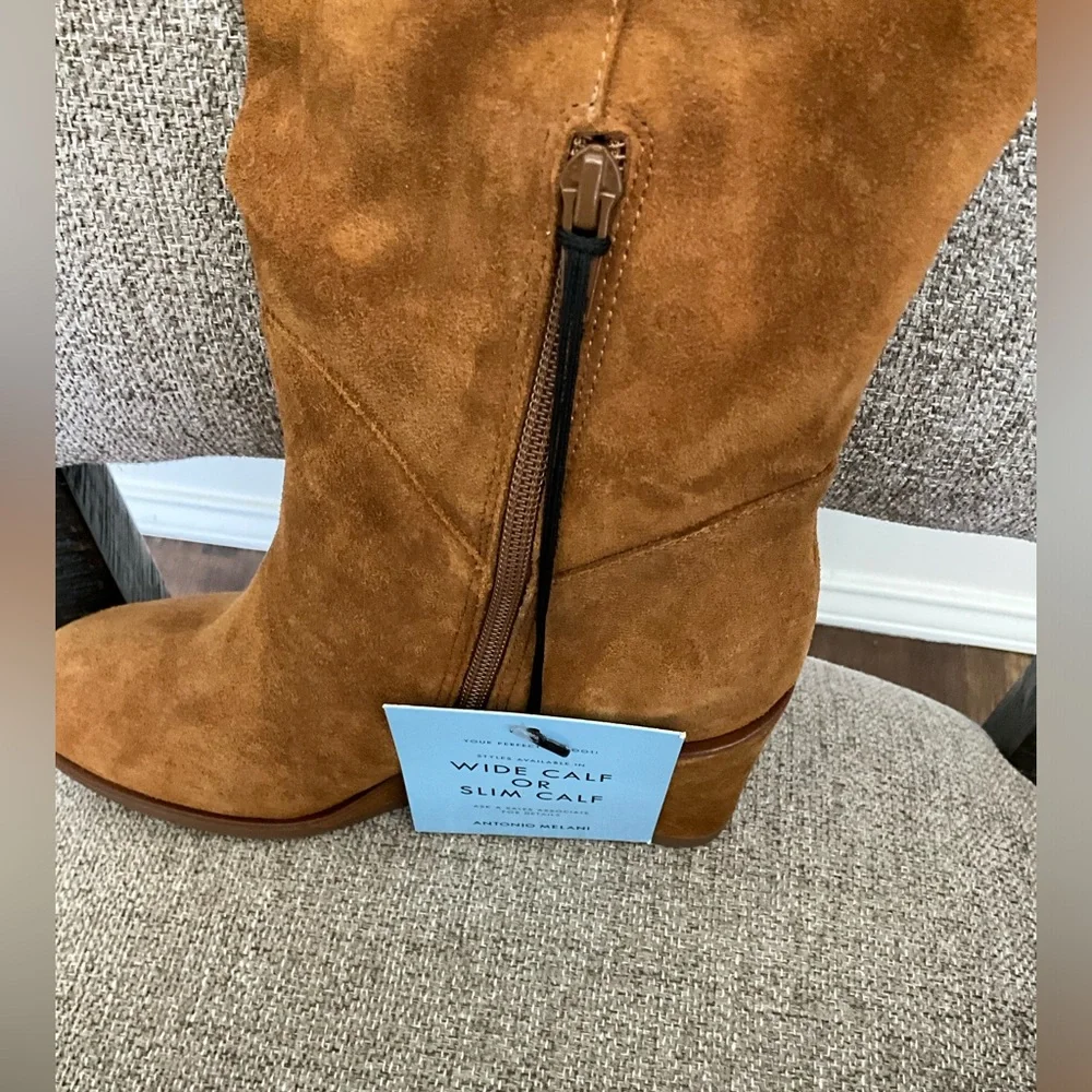 ANTONIO MELANI Over-the-Knee Suede Boot in Cognac Brown